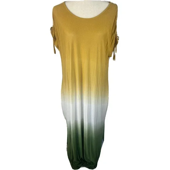 Est. 1946 Dresses | Est. 1946 Womens Size 14W / 16W Gold Cream & Green Ombre Maxi Pocket Maxi Dress | Color: Green/Yellow | Size: 16W | Pm-10436956'S